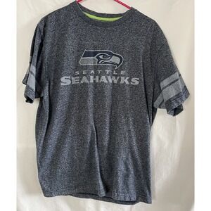 Majestic‎ NFL Seattle Seahawks T Shirt Mens Sz XL Gray Striped Short Sleeve